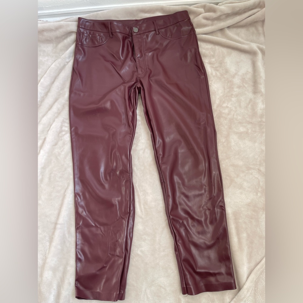 Joie Women’s Faux Leather Pants in Burgundy Size 14 NWOT‎